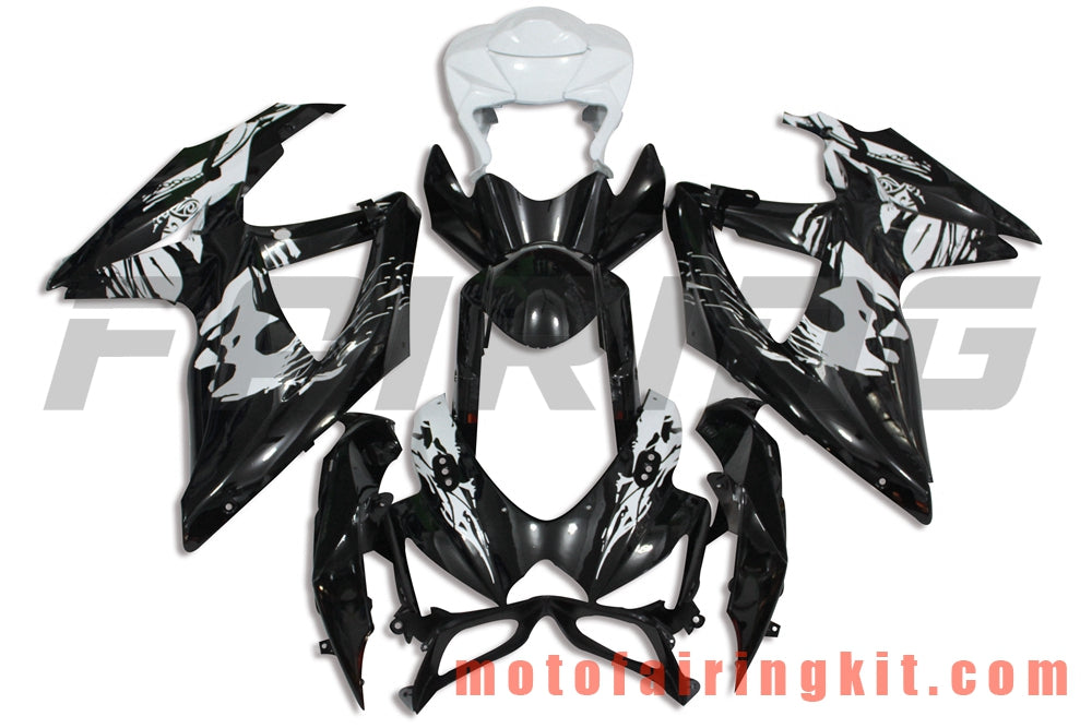 Kits de carenado aptos para GSX-R750 GSX-R600 K8 2008 2009 2010 GSXR 600 750 Molde de inyección de plástico ABS Carrocería completa para motocicleta Marco de carrocería de posventa (blanco y negro) B058