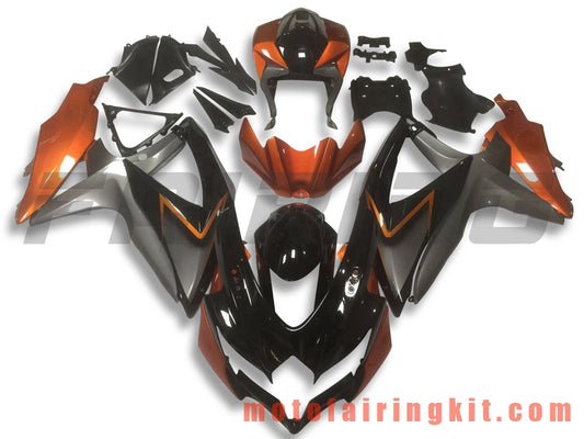 Kits de carenado aptos para GSX-R750 GSX-R600 K8 2008 2009 2010 GSXR 600 750 Molde de inyección de plástico ABS Carrocería completa para motocicleta Marco de carrocería de posventa (negro y naranja) B065