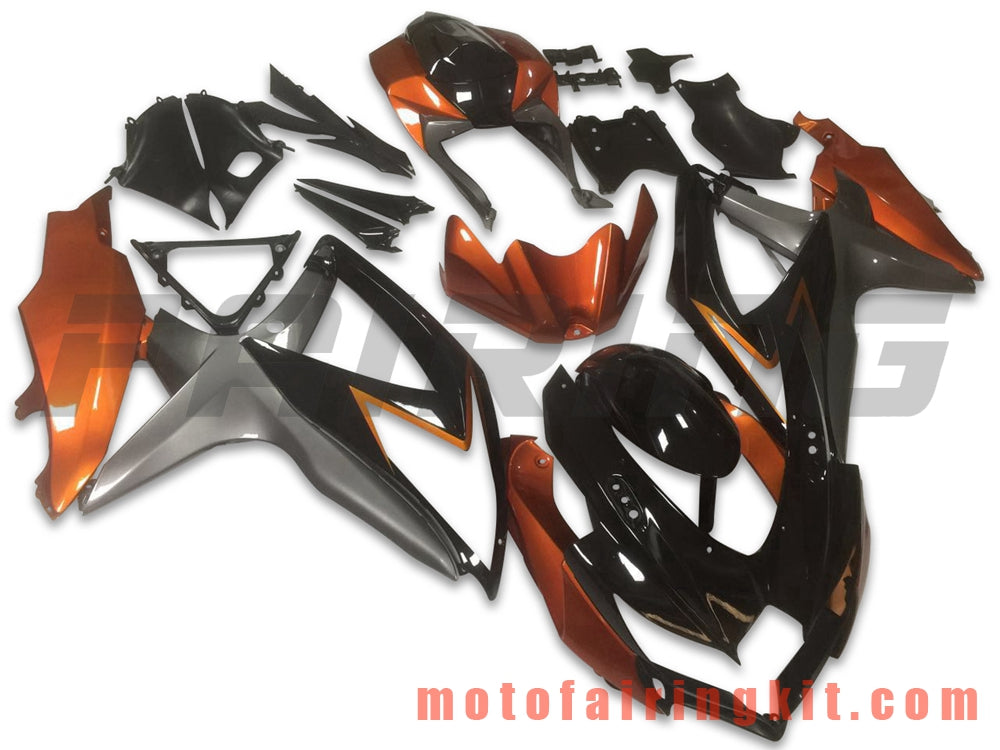 Fairing Kits Fit for GSX-R750 GSX-R600 K8 2008 2009 2010 GSXR 600 750 Plastic ABS Injection Mold Complete Motorcycle Body Aftermarket Bodywork Frame (Black & Orange) B065