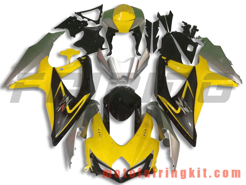 Fairing Kits Fit for GSX-R750 GSX-R600 K8 2008 2009 2010 GSXR 600 750 Plastic ABS Injection Mold Complete Motorcycle Body Aftermarket Bodywork Frame (Yellow & Silver) B067