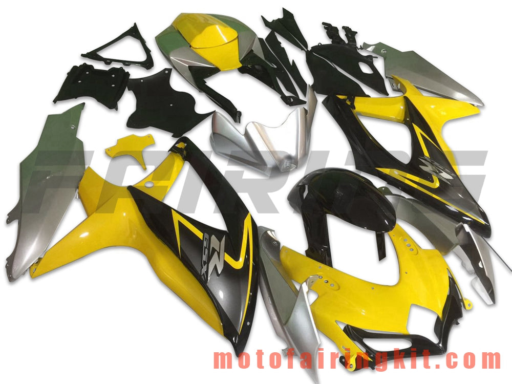 Fairing Kits Fit for GSX-R750 GSX-R600 K8 2008 2009 2010 GSXR 600 750 Plastic ABS Injection Mold Complete Motorcycle Body Aftermarket Bodywork Frame (Yellow & Silver) B067