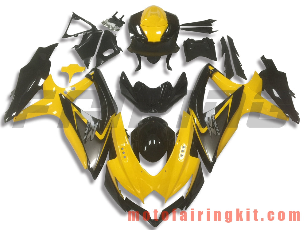 Kits de carenado aptos para GSX-R750 GSX-R600 K8 2008 2009 2010 GSXR 600 750 Molde de inyección de plástico ABS Carrocería completa para motocicleta Carrocería del mercado de accesorios Marco (amarillo y negro) B069