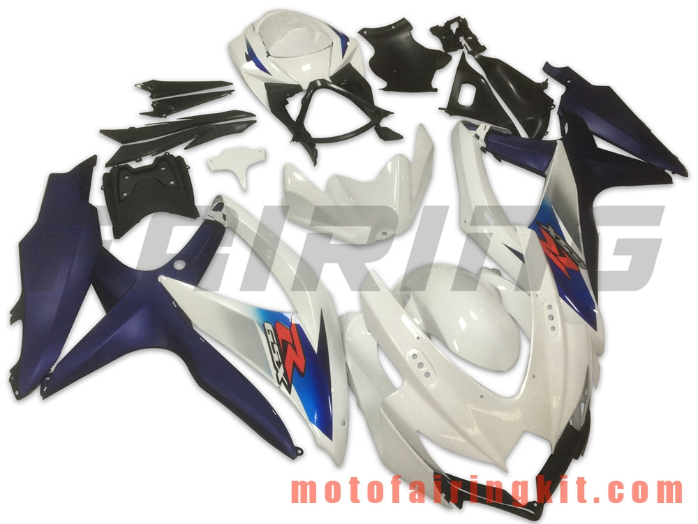 Kits de carenado aptos para GSX-R750 GSX-R600 K8 2008 2009 2010 GSXR 600 750 Molde de inyección de plástico ABS Carrocería completa para motocicleta Marco de carrocería de posventa (blanco y azul) B070