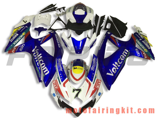 フェアリングキット GSX-R750 GSX-R600 K8 2008 2009 2010 GSXR 600 750 プラスチック ABS 射出成形 完全なオートバイボディ アフターマーケットボディワークフレーム (ブルー &amp; ホワイト) B071