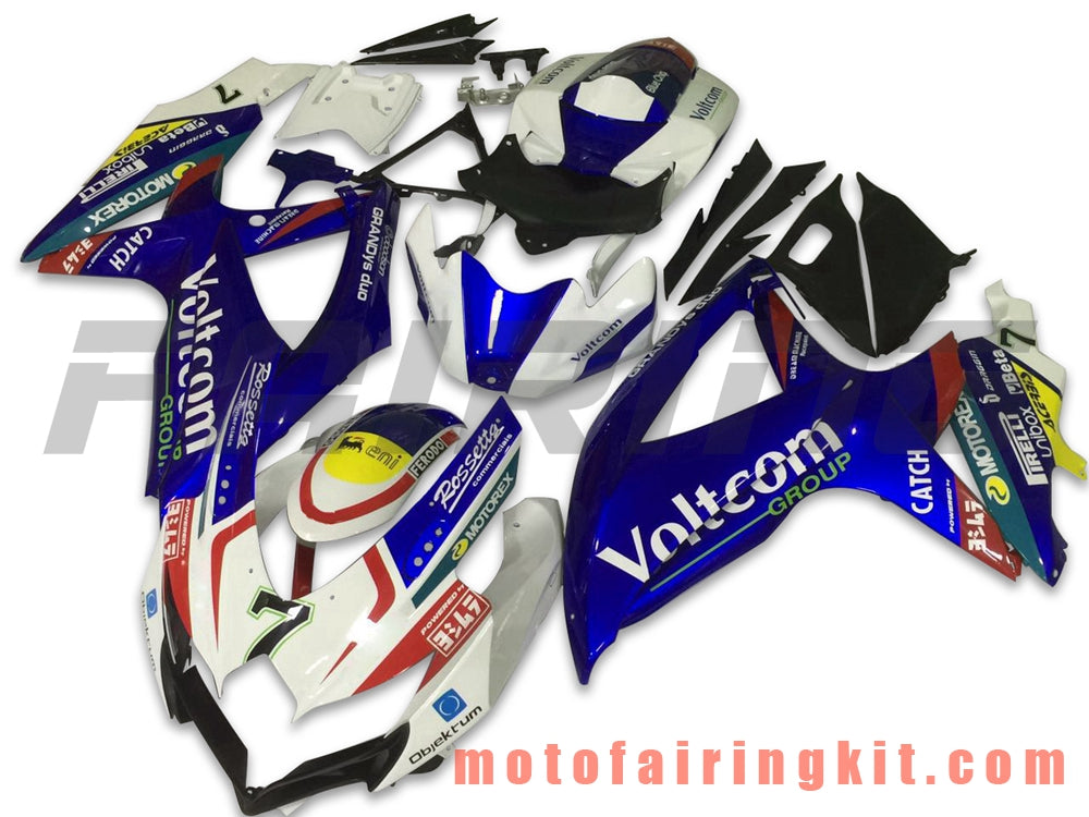 Kits de carenado aptos para GSX-R750 GSX-R600 K8 2008 2009 2010 GSXR 600 750 Molde de inyección de plástico ABS Carrocería completa para motocicleta Marco de carrocería de posventa (azul y blanco) B071