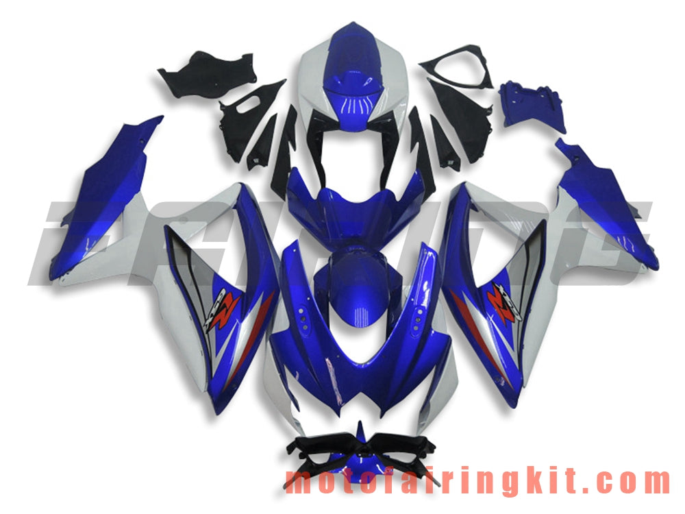 Fairing Kits Fit for GSX-R750 GSX-R600 K8 2008 2009 2010 GSXR 600 750 Plastic ABS Injection Mold Complete Motorcycle Body Aftermarket Bodywork Frame (Blue & White) B073