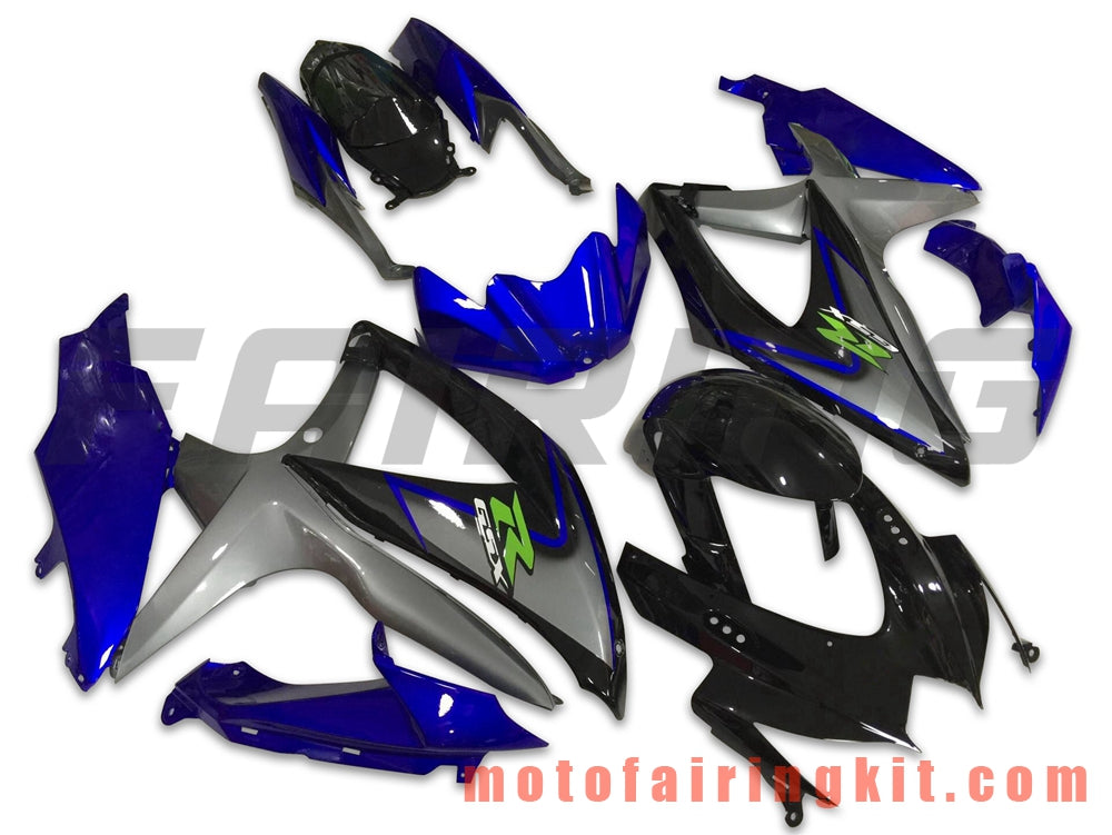 フェアリングキット GSX-R750 GSX-R600 K8 2008 2009 2010 GSXR 600 750 プラスチック ABS 射出成形 完全なオートバイボディ アフターマーケットボディワークフレーム (ブルー &amp; ブラック) B078