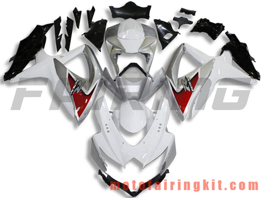 Fairing Kits Fit for GSX-R750 GSX-R600 K8 2008 2009 2010 GSXR 600 750 Plastic ABS Injection Mold Complete Motorcycle Body Aftermarket Bodywork Frame (White & Silver) B082