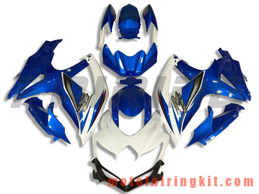 Fairing Kits Fit for GSX-R750 GSX-R600 K8 2008 2009 2010 GSXR 600 750 Plastic ABS Injection Mold Complete Motorcycle Body Aftermarket Bodywork Frame (Blue & White) B085