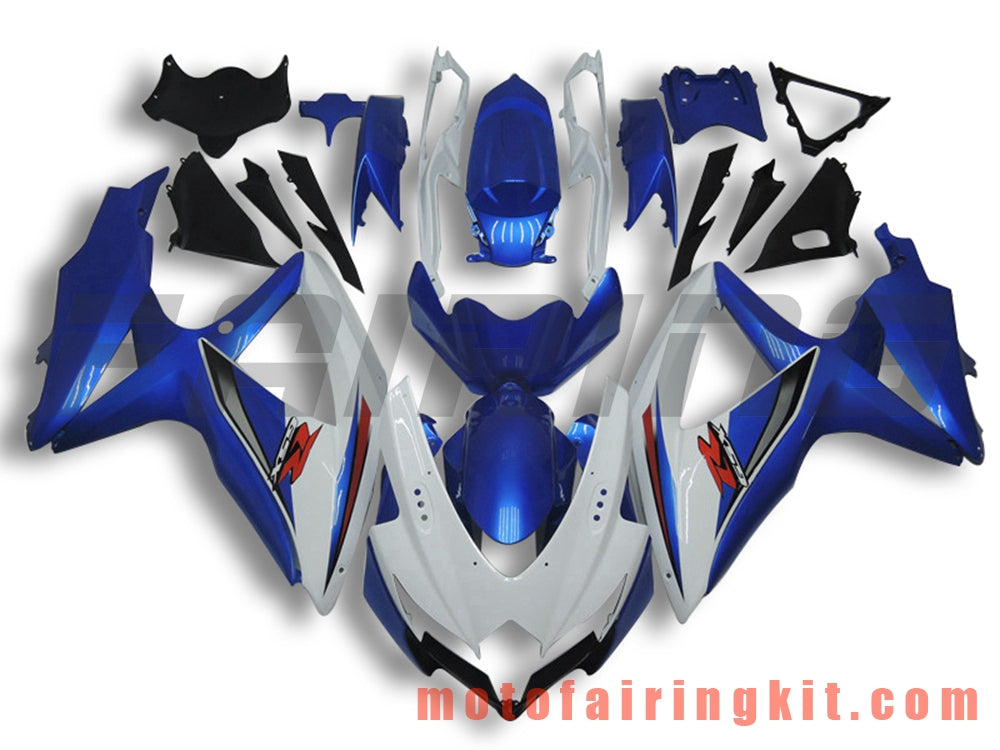 Fairing Kits Fit for GSX-R750 GSX-R600 K8 2008 2009 2010 GSXR 600 750 Plastic ABS Injection Mold Complete Motorcycle Body Aftermarket Bodywork Frame (Blue & White) B087