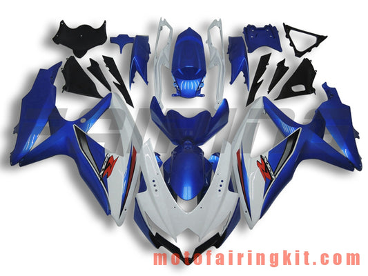 フェアリングキット GSX-R750 GSX-R600 K8 2008 2009 2010 GSXR 600 750 プラスチック ABS 射出成形 完全なオートバイボディ アフターマーケットボディワークフレーム (ブルー &amp; ホワイト) B087