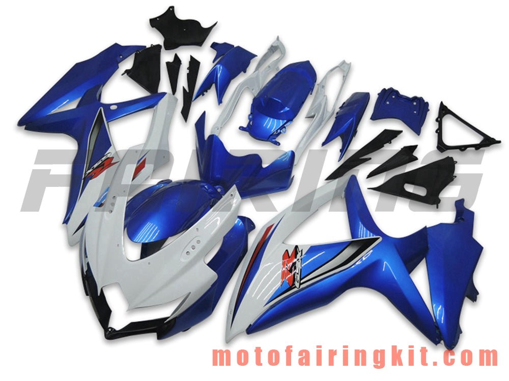 Fairing Kits Fit for GSX-R750 GSX-R600 K8 2008 2009 2010 GSXR 600 750 Plastic ABS Injection Mold Complete Motorcycle Body Aftermarket Bodywork Frame (Blue & White) B087