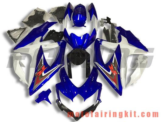 Fairing Kits Fit for GSX-R750 GSX-R600 K8 2008 2009 2010 GSXR 600 750 Plastic ABS Injection Mold Complete Motorcycle Body Aftermarket Bodywork Frame (Blue & White) B089