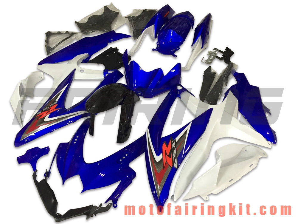 Kits de carenado aptos para GSX-R750 GSX-R600 K8 2008 2009 2010 GSXR 600 750 Molde de inyección de plástico ABS Carrocería completa para motocicleta Marco de carrocería de posventa (azul y blanco) B089