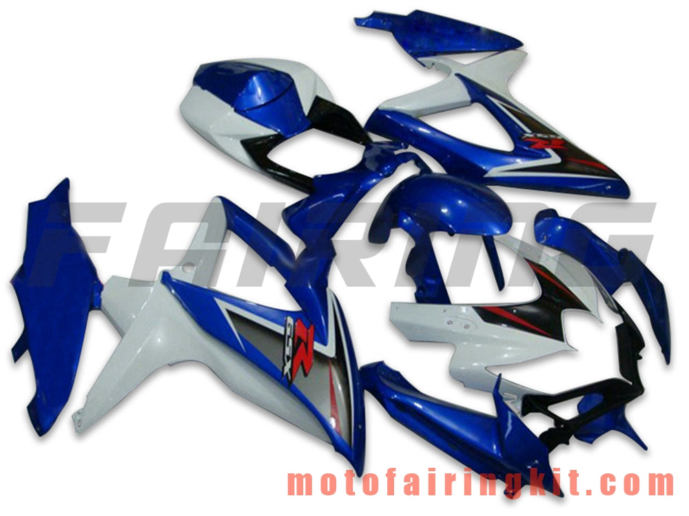 Kits de carenado aptos para GSX-R750 GSX-R600 K8 2008 2009 2010 GSXR 600 750 Molde de inyección de plástico ABS Carrocería completa para motocicleta Marco de carrocería de posventa (azul y blanco) B090