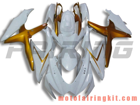 Fairing Kits Fit for GSX-R750 GSX-R600 K8 2008 2009 2010 GSXR 600 750 Plastic ABS Injection Mold Complete Motorcycle Body Aftermarket Bodywork Frame (White & Gold) B092