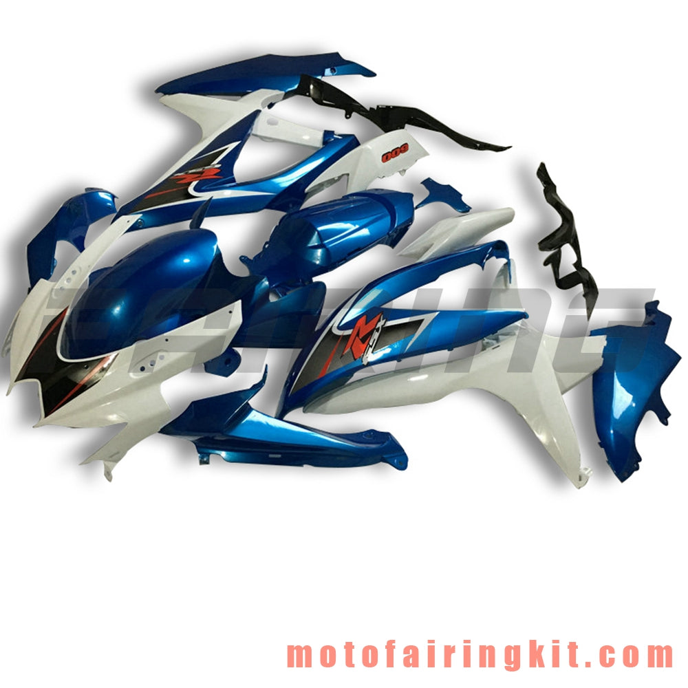 Fairing Kits Fit for GSX-R750 GSX-R600 K8 2008 2009 2010 GSXR 600 750 Plastic ABS Injection Mold Complete Motorcycle Body Aftermarket Bodywork Frame (Blue & White) B094