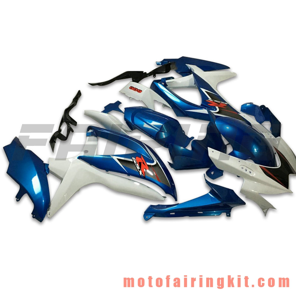 Kits de carenado aptos para GSX-R750 GSX-R600 K8 2008 2009 2010 GSXR 600 750 Molde de inyección de plástico ABS Carrocería completa para motocicleta Marco de carrocería de posventa (azul y blanco) B094