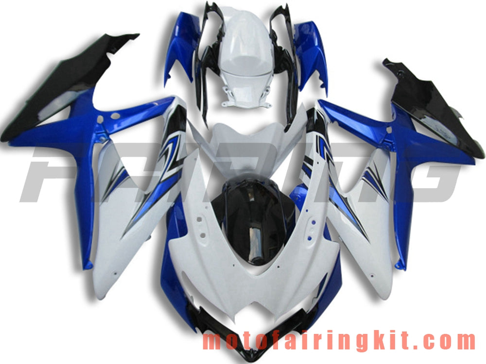 Fairing Kits Fit for GSX-R750 GSX-R600 K8 2008 2009 2010 GSXR 600 750 Plastic ABS Injection Mold Complete Motorcycle Body Aftermarket Bodywork Frame (Blue & White) B095