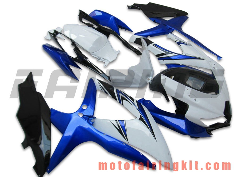 Kits de carenado aptos para GSX-R750 GSX-R600 K8 2008 2009 2010 GSXR 600 750 Molde de inyección de plástico ABS Carrocería completa para motocicleta Marco de carrocería de posventa (azul y blanco) B095