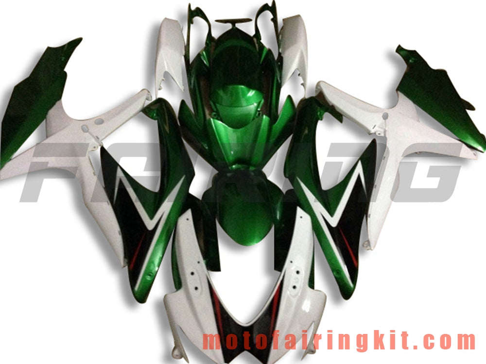 Fairing Kits Fit for GSX-R750 GSX-R600 K8 2008 2009 2010 GSXR 600 750 Plastic ABS Injection Mold Complete Motorcycle Body Aftermarket Bodywork Frame (Green & White) B102