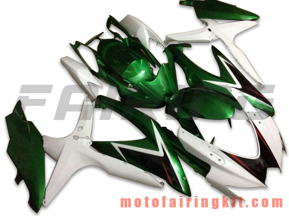 Fairing Kits Fit for GSX-R750 GSX-R600 K8 2008 2009 2010 GSXR 600 750 Plastic ABS Injection Mold Complete Motorcycle Body Aftermarket Bodywork Frame (Green & White) B102