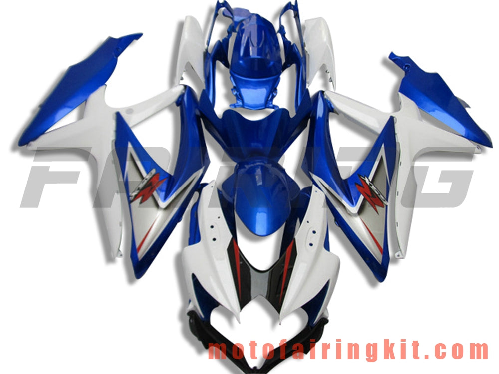 Fairing Kits Fit for GSX-R750 GSX-R600 K8 2008 2009 2010 GSXR 600 750 Plastic ABS Injection Mold Complete Motorcycle Body Aftermarket Bodywork Frame (Blue & White) B105