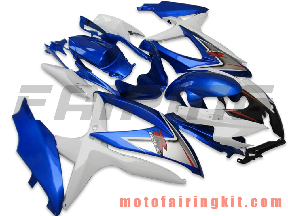 Fairing Kits Fit for GSX-R750 GSX-R600 K8 2008 2009 2010 GSXR 600 750 Plastic ABS Injection Mold Complete Motorcycle Body Aftermarket Bodywork Frame (Blue & White) B105