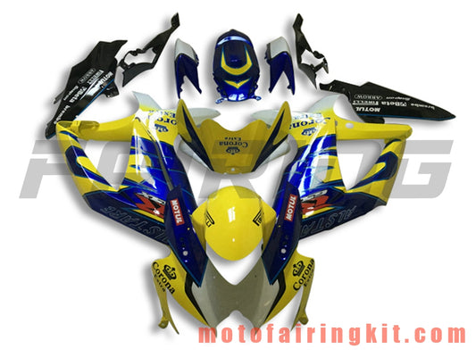 フェアリングキット GSX-R750 GSX-R600 K8 2008 2009 2010 GSXR 600 750 プラスチック ABS 射出成型 完全なオートバイボディ アフターマーケットボディワークフレーム (イエロー &amp; ブルー) B106