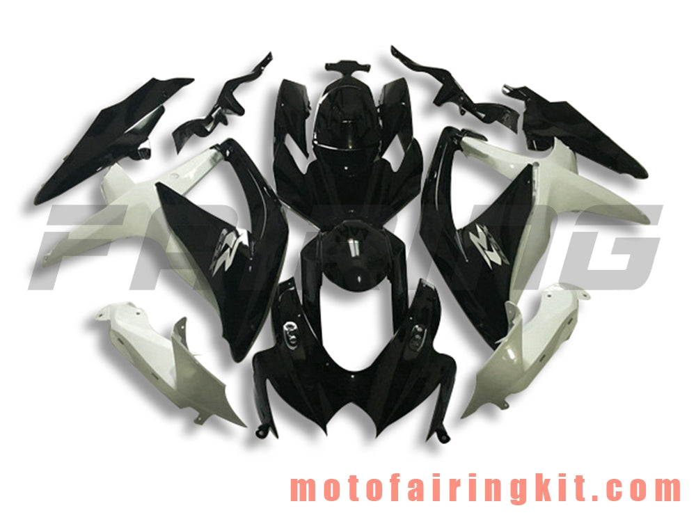 フェアリングキット GSX-R750 GSX-R600 K8 2008 2009 2010 GSXR 600 750 プラスチック ABS 射出成形 完全なオートバイボディ アフターマーケットボディワークフレーム (ブラック &amp; ホワイト) B107