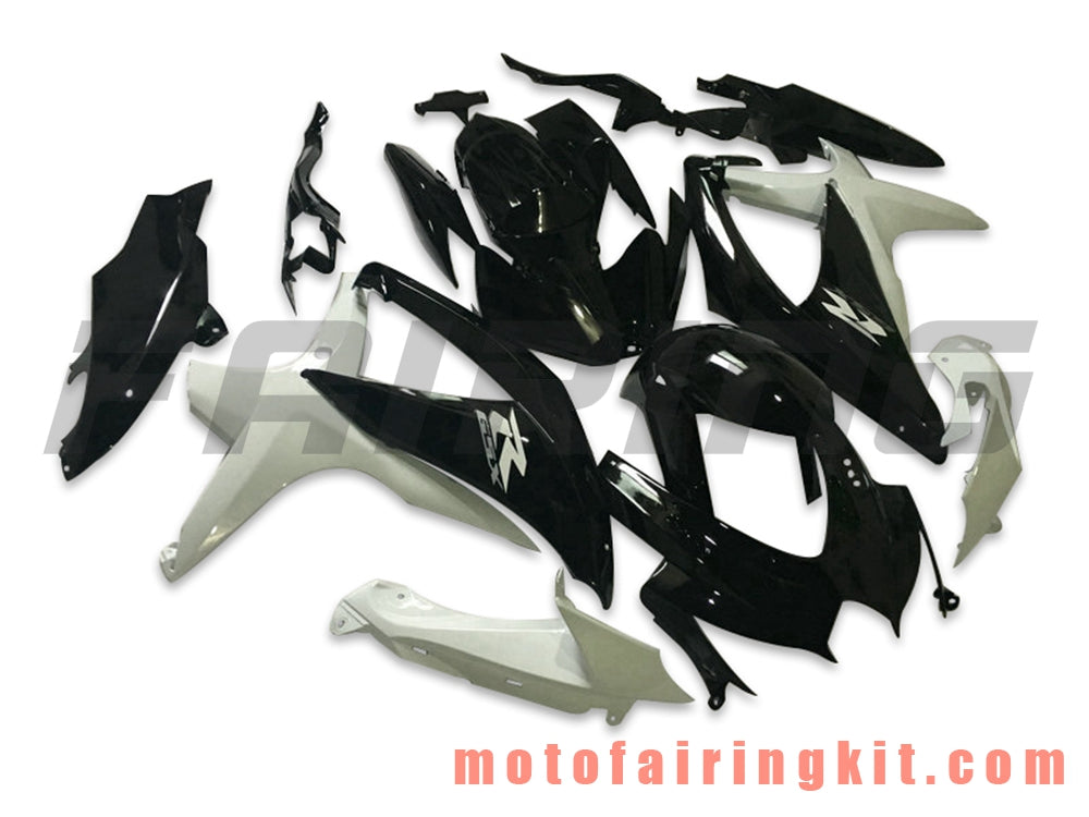 フェアリングキット GSX-R750 GSX-R600 K8 2008 2009 2010 GSXR 600 750 プラスチック ABS 射出成形 完全なオートバイボディ アフターマーケットボディワークフレーム (ブラック &amp; ホワイト) B107