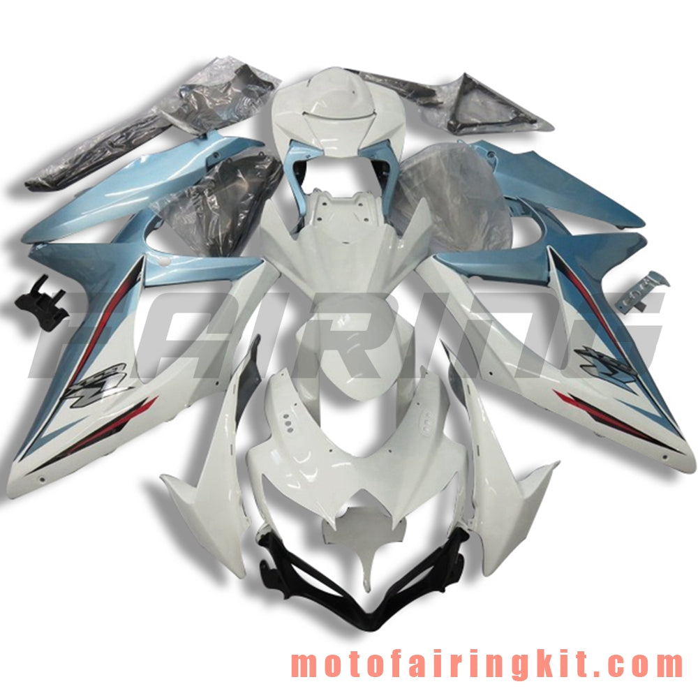 Fairing Kits Fit for GSX-R750 GSX-R600 K8 2008 2009 2010 GSXR 600 750 Plastic ABS Injection Mold Complete Motorcycle Body Aftermarket Bodywork Frame (White & Blue) B109