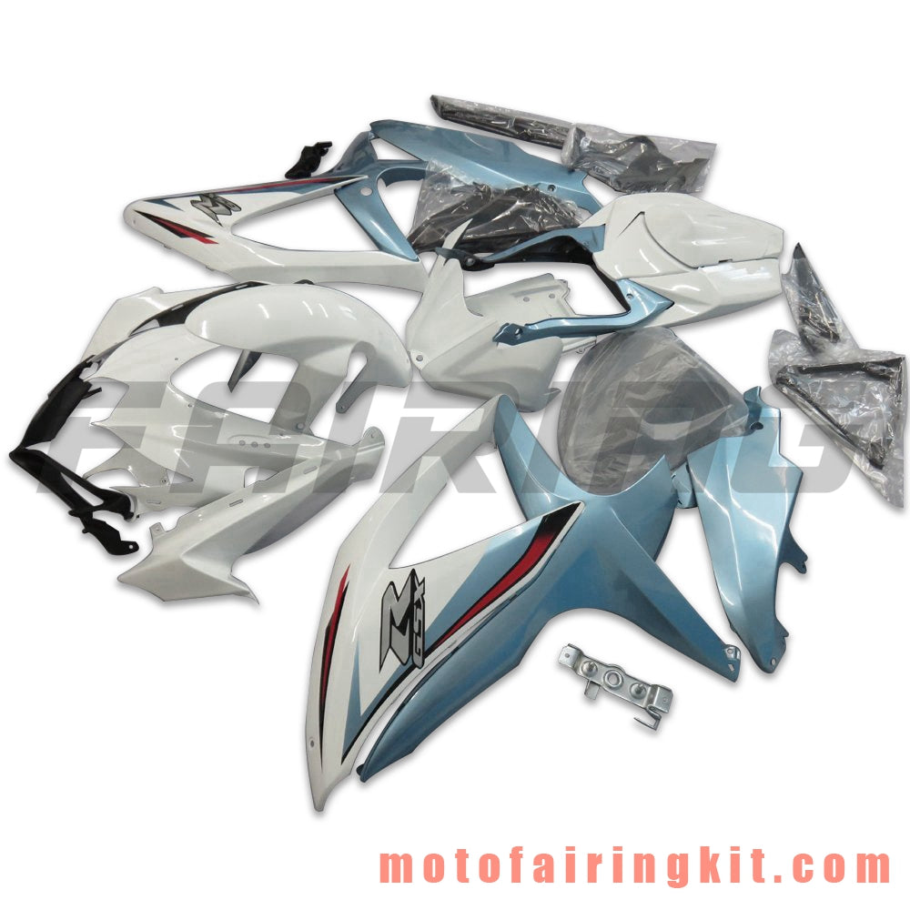 Fairing Kits Fit for GSX-R750 GSX-R600 K8 2008 2009 2010 GSXR 600 750 Plastic ABS Injection Mold Complete Motorcycle Body Aftermarket Bodywork Frame (White & Blue) B109