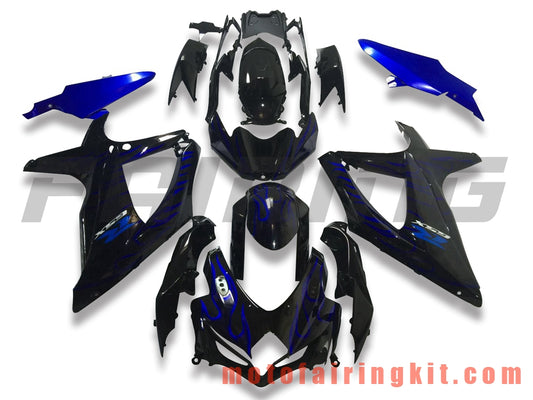 フェアリングキット GSX-R750 GSX-R600 K8 2008 2009 2010 GSXR 600 750 プラスチック ABS 射出成型 完全なオートバイボディ アフターマーケットボディワークフレーム (ブラック &amp; ブルー) B113