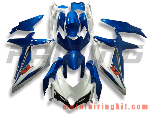 Kits de carenado aptos para GSX-R750 GSX-R600 K8 2008 2009 2010 GSXR 600 750 Molde de inyección de plástico ABS Carrocería completa para motocicleta Carrocería del mercado de accesorios Marco (azul y blanco) B114