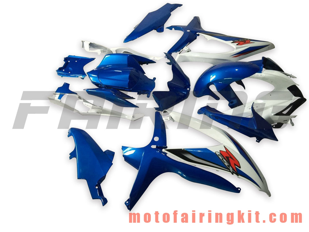 Fairing Kits Fit for GSX-R750 GSX-R600 K8 2008 2009 2010 GSXR 600 750 Plastic ABS Injection Mold Complete Motorcycle Body Aftermarket Bodywork Frame (Blue & White) B114