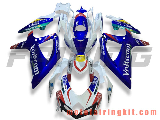 Kits de carenado aptos para GSX-R750 GSX-R600 K8 2008 2009 2010 GSXR 600 750 Molde de inyección de plástico ABS Carrocería completa para motocicleta Carrocería del mercado de accesorios Marco (azul y blanco) B115