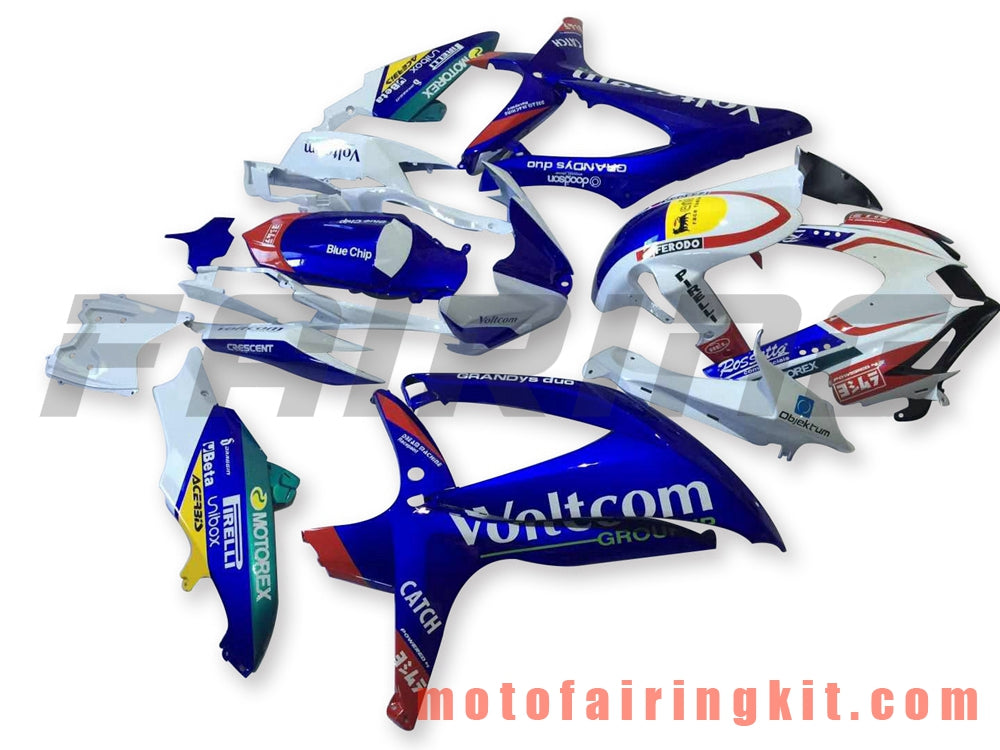 Kits de carenado aptos para GSX-R750 GSX-R600 K8 2008 2009 2010 GSXR 600 750 Molde de inyección de plástico ABS Carrocería completa para motocicleta Carrocería del mercado de accesorios Marco (azul y blanco) B115