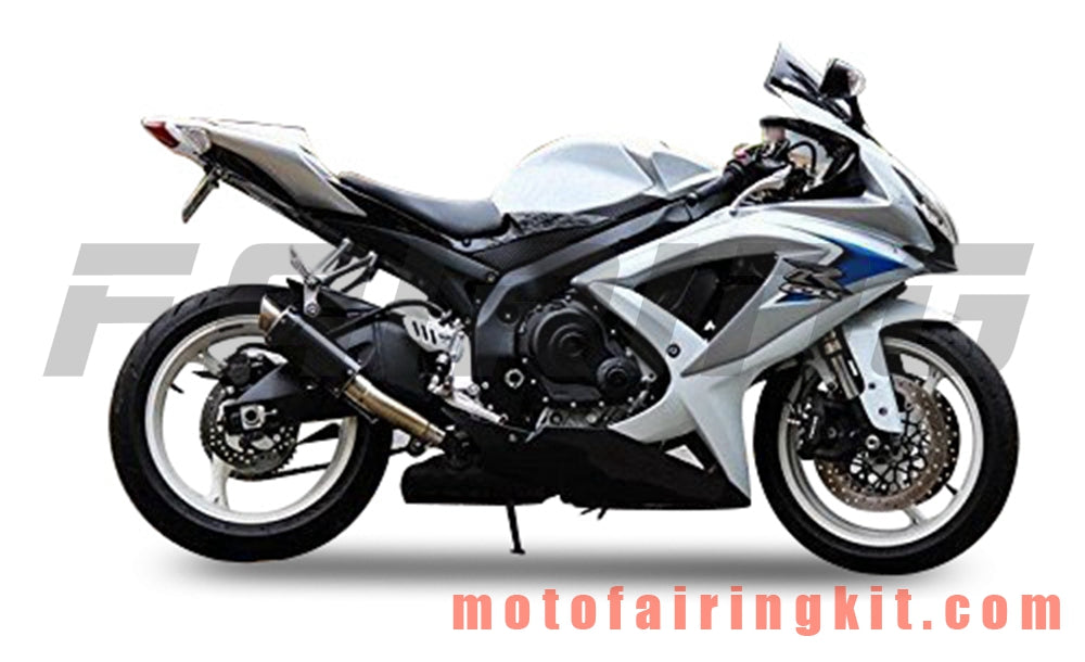 フェアリングキット GSX-R750 GSX-R600 K8 2008 2009 2010 GSXR 600 750 プラスチック ABS 射出成形 完全なオートバイボディ アフターマーケットボディワークフレーム (ホワイト &amp; シルバー) B119