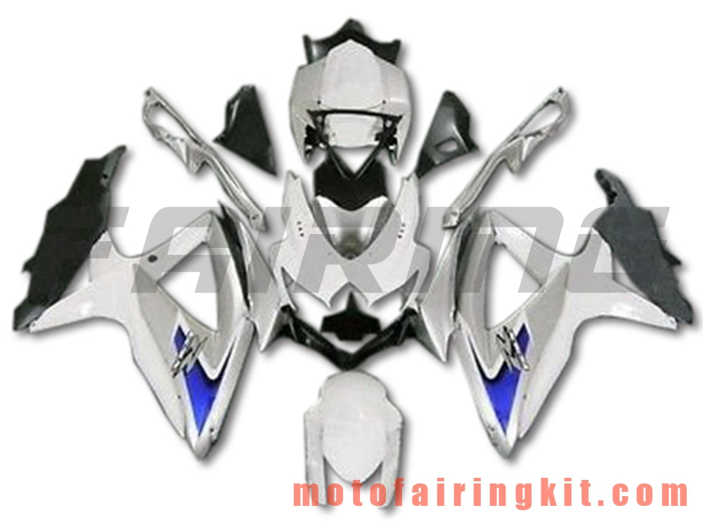 Kits de carenado aptos para GSX-R750 GSX-R600 K8 2008 2009 2010 GSXR 600 750 Molde de inyección de plástico ABS Carrocería completa para motocicleta Carrocería del mercado de accesorios Marco (blanco y plateado) B119