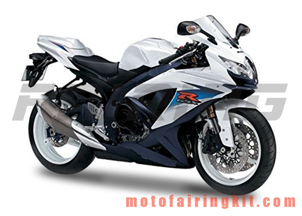 フェアリングキット GSX-R750 GSX-R600 K8 2008 2009 2010 GSXR 600 750 プラスチック ABS 射出成形 完全なオートバイボディ アフターマーケットボディワークフレーム (ホワイト &amp; ブラック) B120