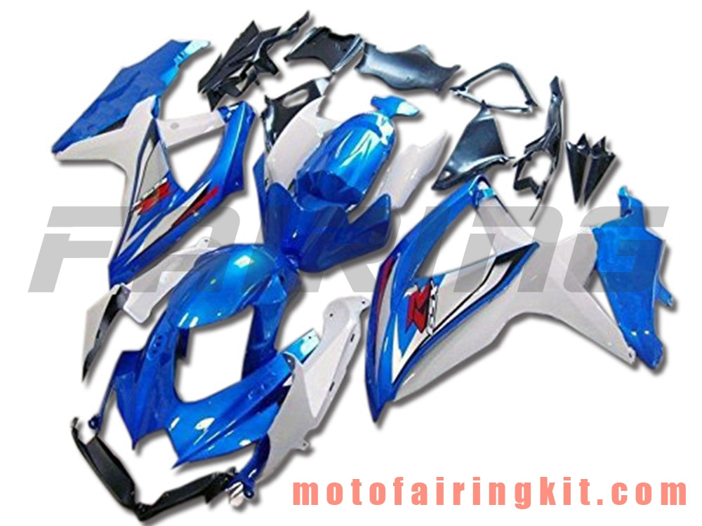 Kits de carenado aptos para GSX-R750 GSX-R600 K8 2008 2009 2010 GSXR 600 750 Molde de inyección de plástico ABS Carrocería completa para motocicleta Carrocería del mercado de accesorios Marco (azul y blanco) B121