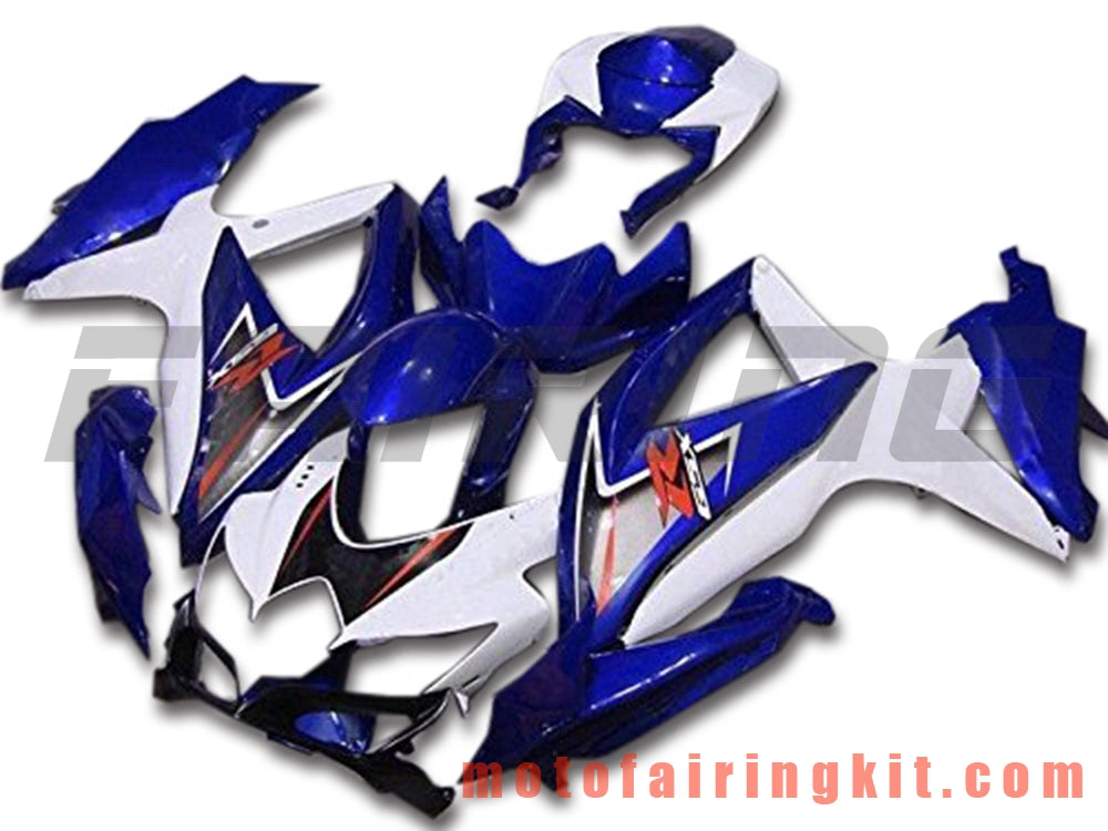 Kits de carenado aptos para GSX-R750 GSX-R600 K8 2008 2009 2010 GSXR 600 750 Molde de inyección de plástico ABS Carrocería completa para motocicleta Marco de carrocería de posventa (azul y blanco) B124