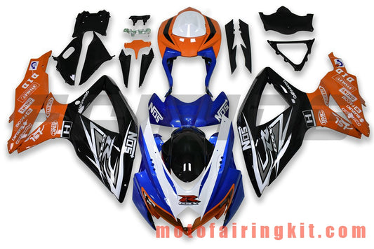 フェアリングキット GSX-R750 GSX-R600 K8 2008 2009 2010 GSXR 600 750 プラスチック ABS 射出成形 完全なオートバイボディ アフターマーケットボディワークフレーム (ブルー &amp; オレンジ) B201