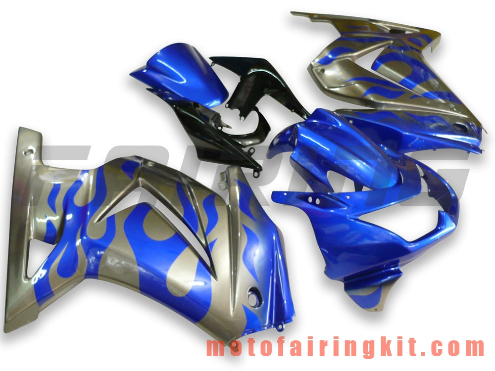 フェアリングキット EX250R 250 EX-250R ZX250 2008 2009 2010 2011 2012 プラスチック ABS 射出成形 完全なオートバイボディ アフターマーケットボディワークフレーム (ブルー &amp; シルバー) B005