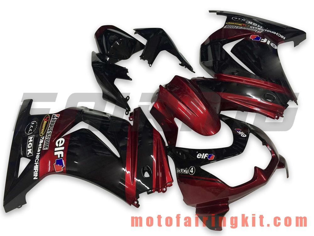 Kits de carenado aptos para EX250R 250 EX-250R ZX250 2008 2009 2010 2011 2012 Molde de inyección de plástico ABS Carrocería completa para motocicleta Marco de carrocería de posventa (negro y rojo) B031