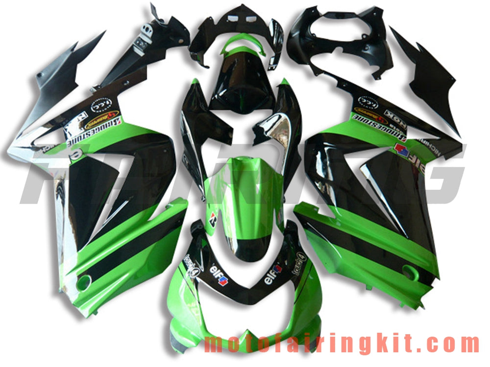 Fairing Kits Fit for EX250R 250 EX-250R ZX250 2008 2009 2010 2011 2012 Plastic ABS Injection Mold Complete Motorcycle Body Aftermarket Bodywork Frame (Black & Green) B038