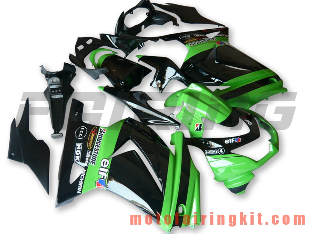 Fairing Kits Fit for EX250R 250 EX-250R ZX250 2008 2009 2010 2011 2012 Plastic ABS Injection Mold Complete Motorcycle Body Aftermarket Bodywork Frame (Black & Green) B038