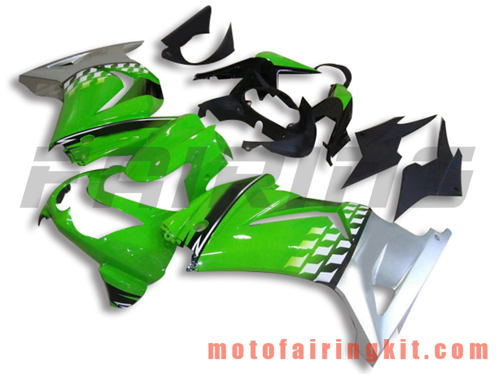 Kits de carenado aptos para EX250R 250 EX-250R ZX250 2008 2009 2010 2011 2012 Molde de inyección de plástico ABS Carrocería completa para motocicleta Marco de carrocería de posventa (verde y plateado) B046