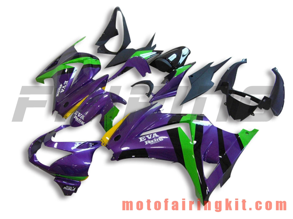 Kits de carenado aptos para EX250R 250 EX-250R ZX250 2008 2009 2010 2011 2012 Molde de inyección de plástico ABS Carrocería completa para motocicleta Marco de carrocería de posventa (púrpura y verde) B049